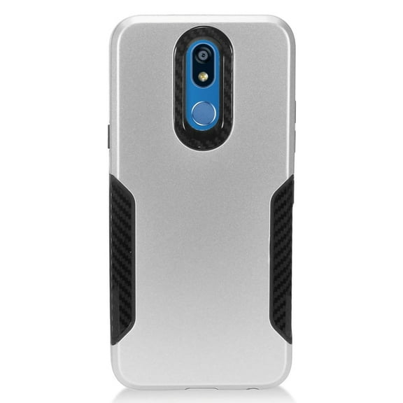 GSA Carbon Fiber Grip Hybrid Case for LG K40, Harmony 3 Silver/Black