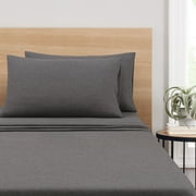Mainstays Extra Soft Adult Jersey Bed Sheet Set, Queen, Charcoal, 4 Pieces