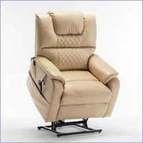 Recliners for Elderly, OKIN Lift Recliner with 180° Flat Recline, 400 Lbs Capacity, 25'' Wide Seat, Beige Yellow PU