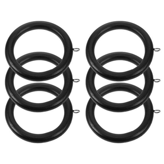 Raindrops Elegant Black Wooden Curtain Rings with Clips for Home Use Adds Sophisticated Style to Any Curtain Rod 6pcs