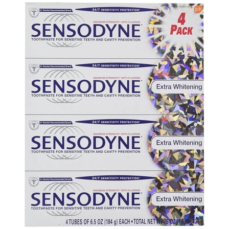 Sensodyne Maximum Strength and Extra Whitening (pack of 4) Net Wt 6.5 oz per tube