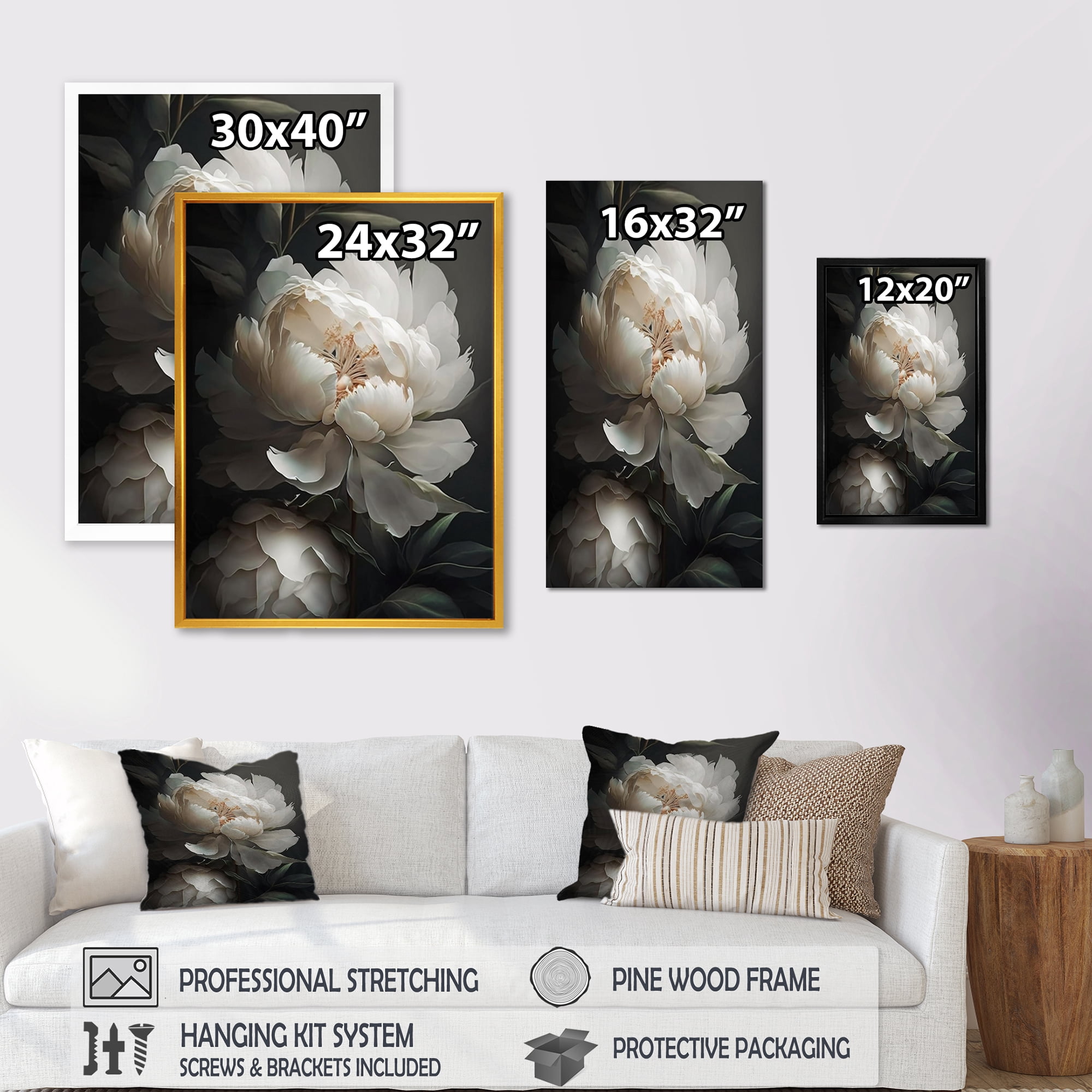 Designart Peony Flower III Canvas Wall Art
