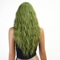 thumbnail image 6 of Light Green Curly Synthetic Wigs with Bangs Heat Resistant Fiber for Cosplay Party, 6 of 6