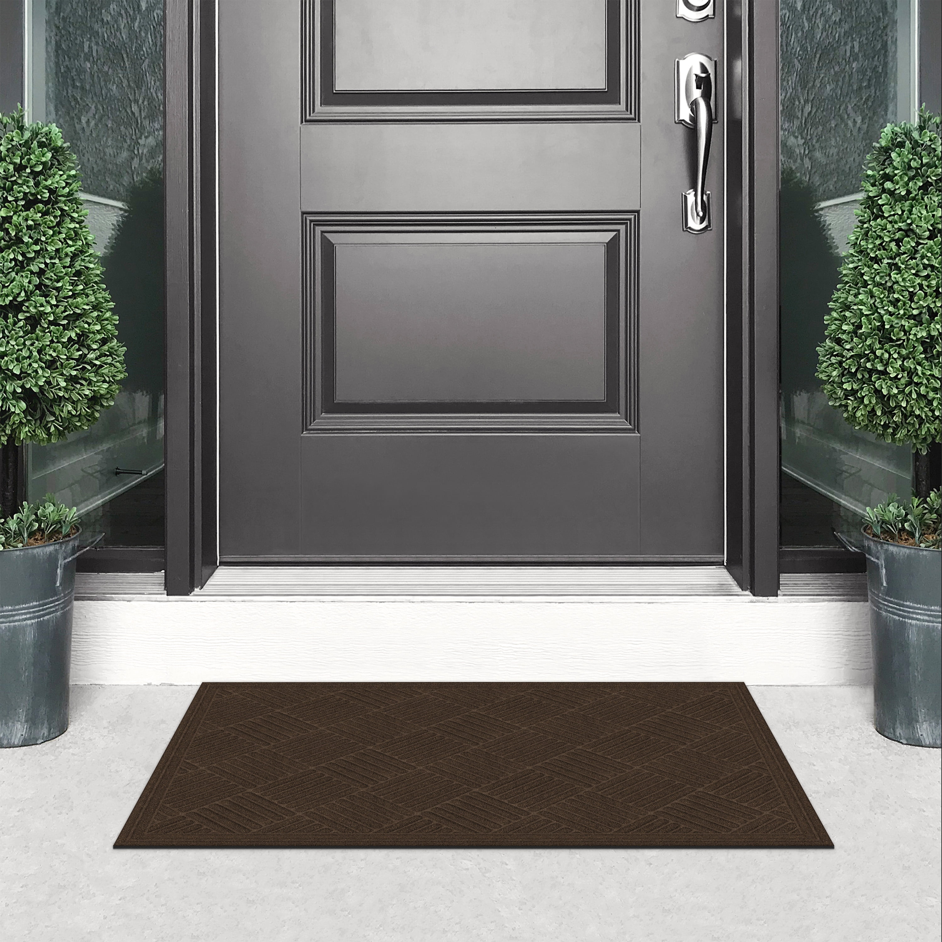Mainstays Crosshatch Doormat, 2 ft x 3 ft, Walnut