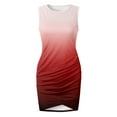 thumbnail image 4 of Women 2025 Summer Sleeveless Tank Dresses Crew Neck Slim Fit Short Casual Ruched Bodycon Party Club Mini Dress, 4 of 5