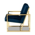 thumbnail image 3 of Glam Royal Blue Velvet Fabric Upholstered & Gold Finished Living Room Accent Chair, Gold, 3 of 5