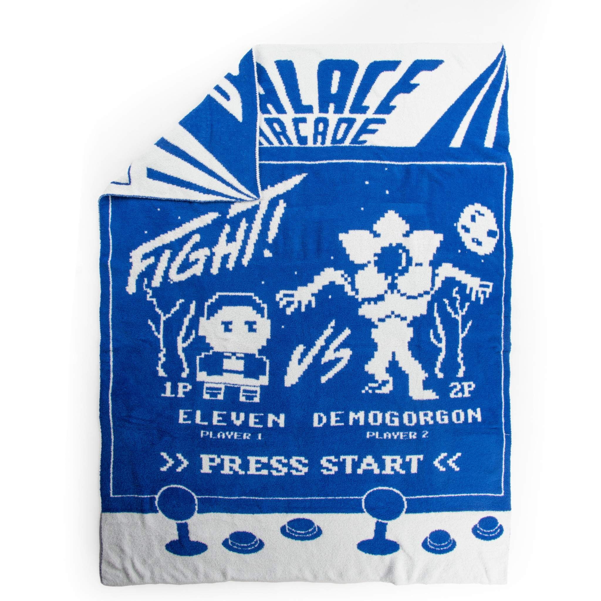 Stranger Things Oversized Throw Blanket, Soft Feather Knit, All Ages, Blue & White, Netflix, 50" x 70"