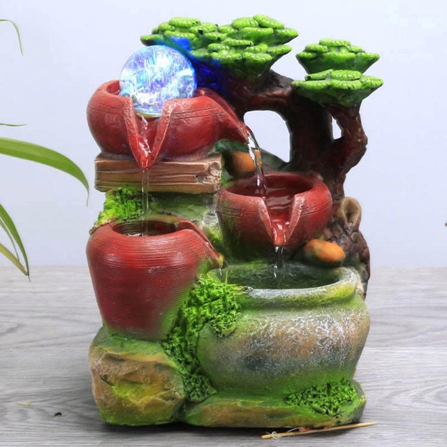 Fuente de Cascada con Relajación Feng Shui Meditación Decoración rodante Artesanía Adorno para escritorio Yoga Dormitorio B BLESIY Fuente de la mesa