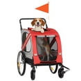 thumbnail image 1 of Aosom Remorque pour Vélo pour Chien, Chariot pour Chien 2-en-1 Poussette pour Animal de Compagnie pour Voyage avec Roues Universelles Réflecteurs Drapeau, pour Petits et Moyens Chiens, Rouge, 1 of 10