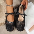 thumbnail image 5 of FRSASU Women's Floral Embroidered Mesh Ballet Flats with Adjustable Ankle Strap Casual Comfort Shoes for Ladies Black, 5 of 7