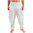 thumbnail image 4 of iiniim Men Prince Baggy Pants Satin Trousers Fairy Tale Halloween Theme Party White XXL, 4 of 6