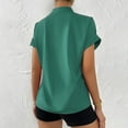 thumbnail image 4 of Womens Tops Dressy T Shirts Fashion Simple V Neck Solid Button Short Sleeve Clothing,Green,M, 4 of 4