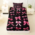 thumbnail image 3 of Erosebridal 3D Cartoon Red Cherry Twin Sheet Sets For Girls,Cute Ribbon Bow Bedding For Kids 3-Piece, 3 of 6