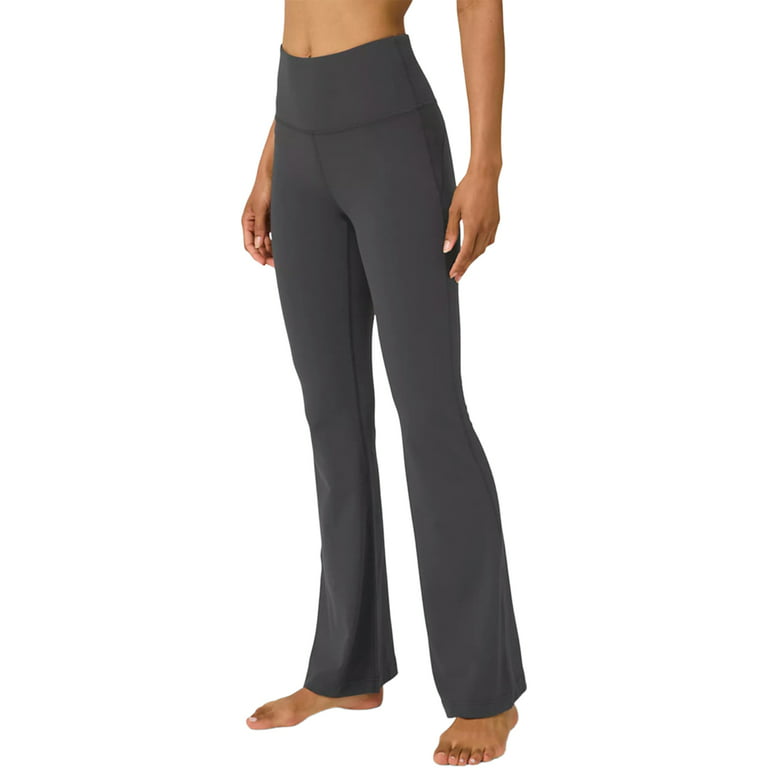 Women's Foldover Contrast Waist Bootleg Flare Yoga Pants,Value
