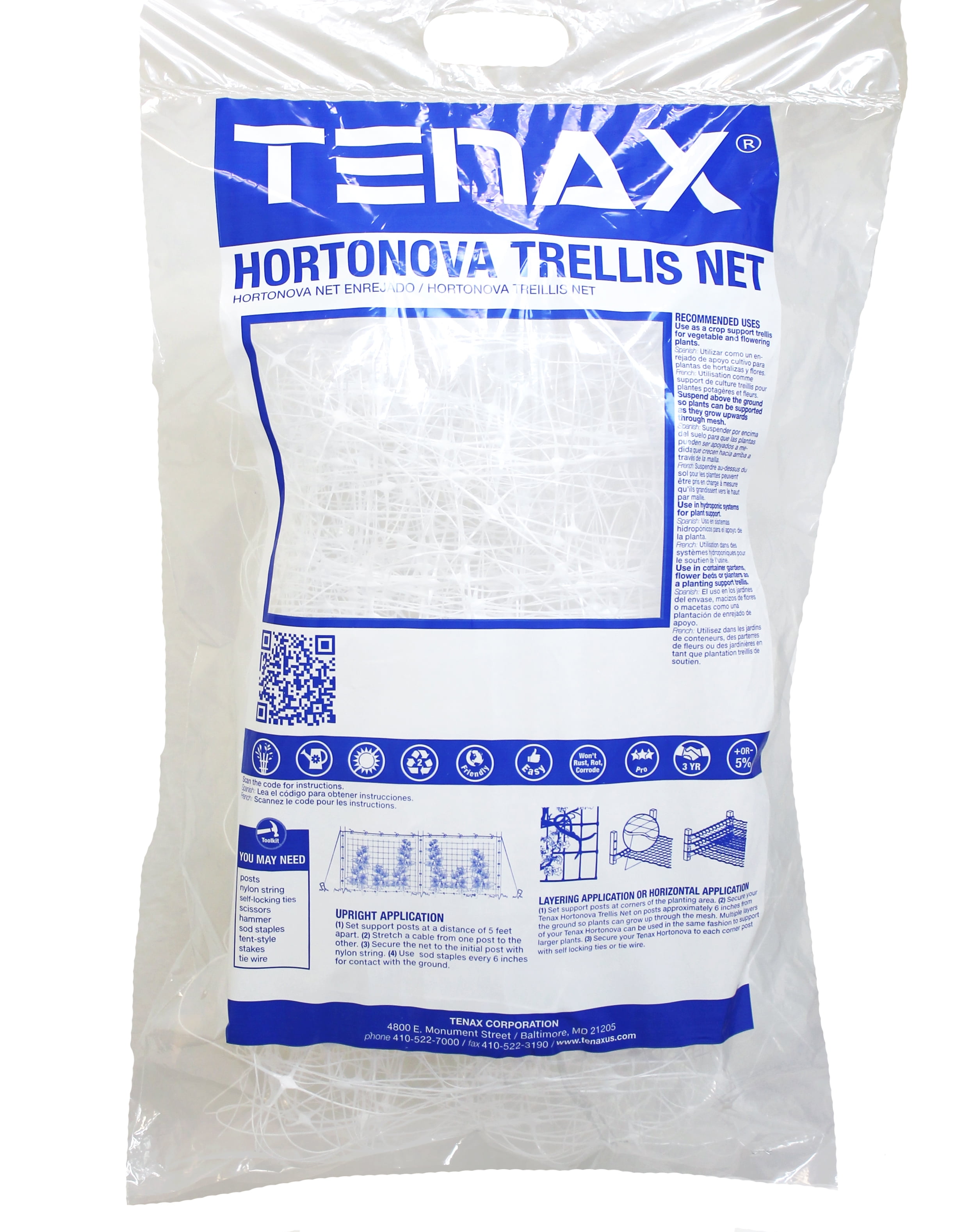 Tenax Trellis Fence, White, 79 x 250 Feet by Tenax