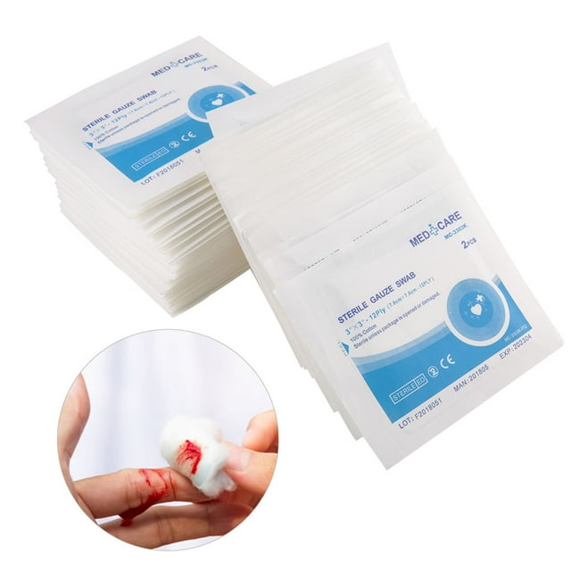 Algodón Primeros Auxilios Apósito Impermeable Para Heridas Gasa Médica Estéril Pad7.6x7.6cm