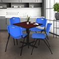 thumbnail image 2 of Cain 36" Mahogany Square Breakroom Table and 4 'M' Stack Chairs, Multiple Colors, 2 of 8