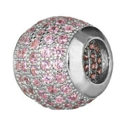 Disney Sleeping Beauty Girls' Pink CZ Rhodium Plated Sterling Silver Bead