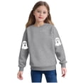 thumbnail image 4 of Girls Fashion Long Sleeve Blouse New Cute Spooky Sweatshirts Kids Halloween Crewneck Long Sleeve Ghost Printed Pullover Tops for Girls Boys Gray 4 Y, 4 of 6