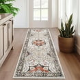 thumbnail image 2 of HOMERRY Runner Rug 2' x 6' Washable Distressed Boho Floral Hallway Runner Carpet, Red/Beige, 2 of 6