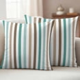 thumbnail image 2 of Brown Stripe Outdoor Pillow Covers 24x24 Set of 2,Waterproof Patio Throw Pillowcase Protectors,Ombre Geometric Teal Green Vertical Striped Decorative Pillow Shams Cushion Covers for Seat Bed Couch, 2 of 8