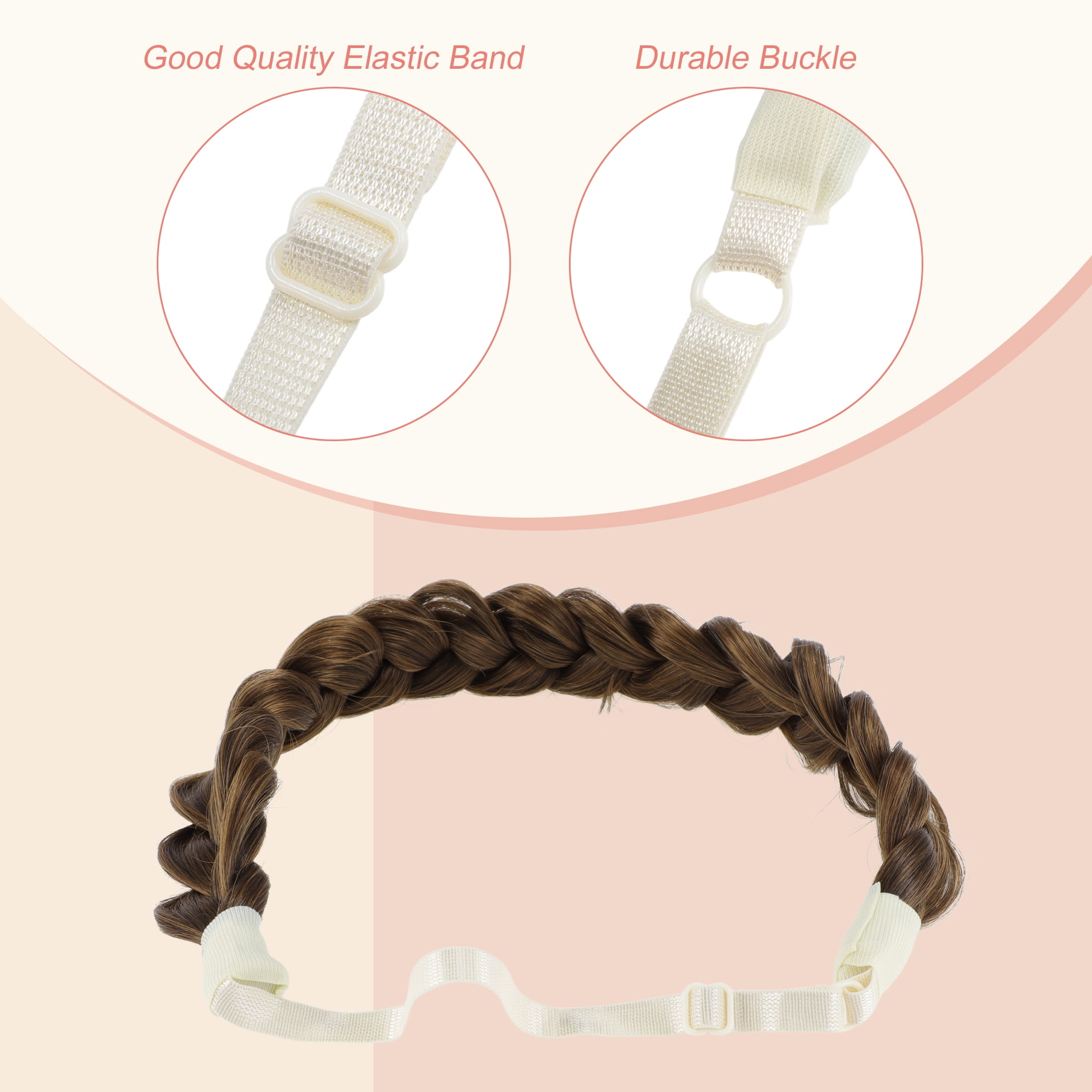Unique Bargains Braided Hairpiece Elastic Band for Various Looks 1 Set Brown