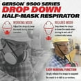 thumbnail image 5 of Gerson NIOSH Drop Down Respirator Mask - 9500 Series QuickDrop Half Mask Respirator, Reusable Mask, Medium, 5 of 6