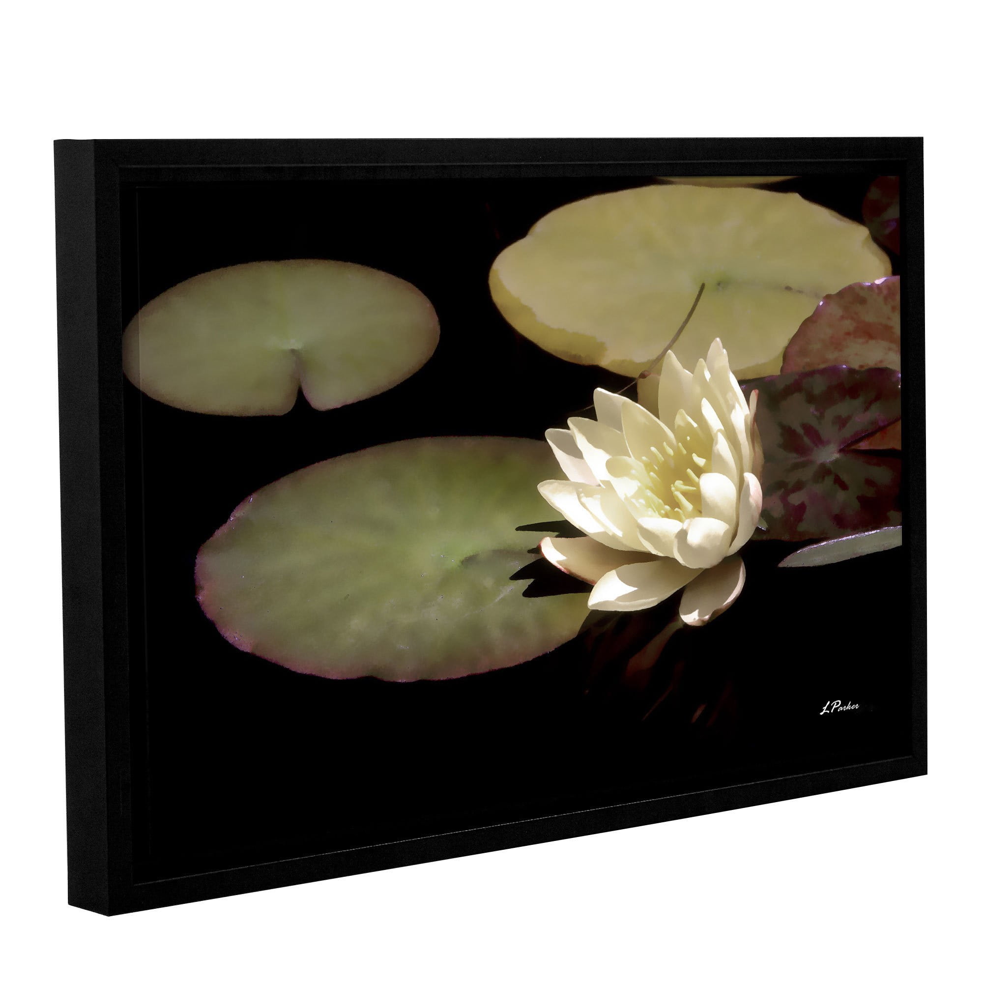 ArtWall Linda Parker "Water Lily I" Gallery-wrapped Floater-framed Canvas