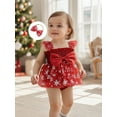 thumbnail image 6 of Miaouyo Infant Baby Girl Christmas Outfit 0 3 6 9 12 18 Months Sleeveless Stars Bows Tulle Patchwork Romper Dress with Hairband, 6 of 9
