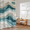 thumbnail image 6 of Teal Green Shower Curtains for Bathroom, Beige Gradient Wave Lines Abstract Ombre Art Washable Fabric Shower Curtain with Hooks Waterproof Bathroom Decor Sets, 72 x 78 Inches, 6 of 9