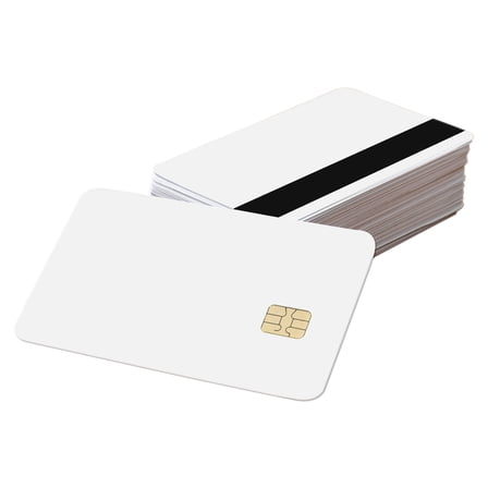 100 Pack - SLE4442 Chip Cards w/HiCo 5/16inch (8.4mm) 2 Track Mag Stripe