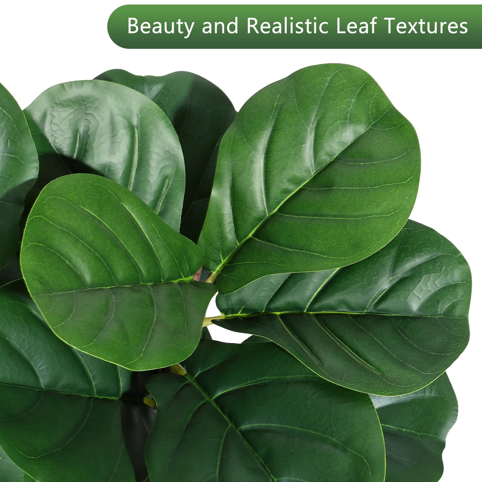 Artificial Fiddle Leaf Fig Tree 7ft – Realistic Faux Ficus Lyrata Floor Plant with White Planter, Indoor Fake Tree for Home Office Living Room Decor