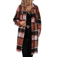 thumbnail image 2 of SYMOID Womens Orange Plaid Shacket - Oversized Relaxed Fit Long Sleeve, Lightweight for Spring Fall, Sizes S-XXL,Size L, 2 of 6
