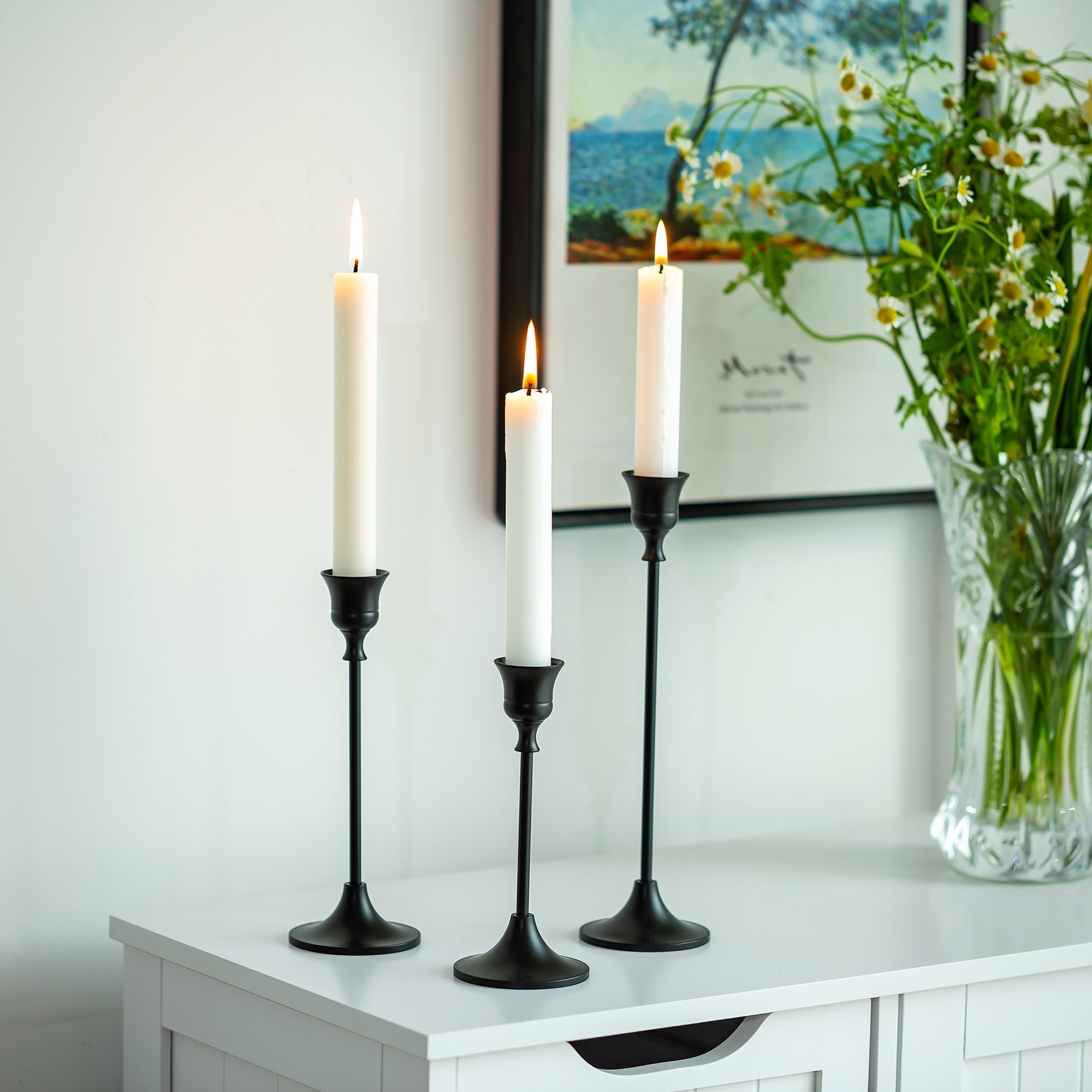 Nuptio Taper Candle Holders In Bulk Black Candlestick Holders Set of 30