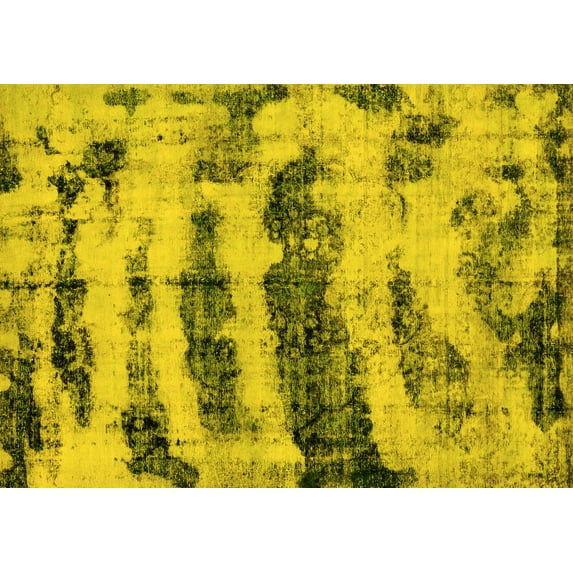 Ahgly Company Indoor Rectangle Abstract Yellow Modern Area Rugs, 5' x 7'