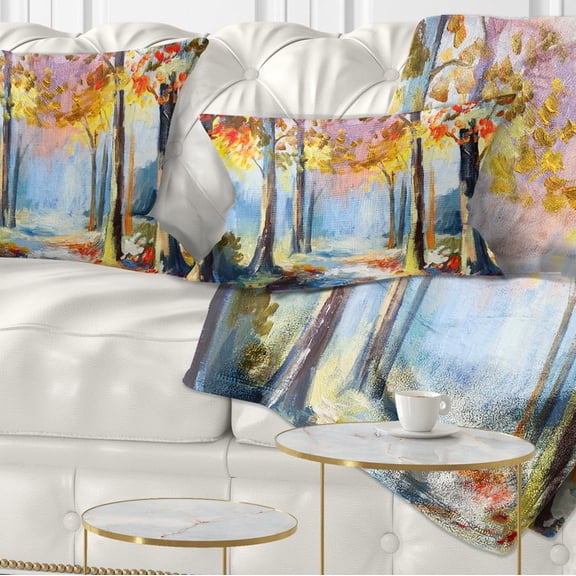 Designart Colorful Spring Forest - Landscape Printed Throw Pillow - 12x20