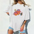 thumbnail image 2 of Camiseta informal de manga corta con cuello redondo y estampado para mujer Pompotops  hkajfhjk461501, 2 of 4