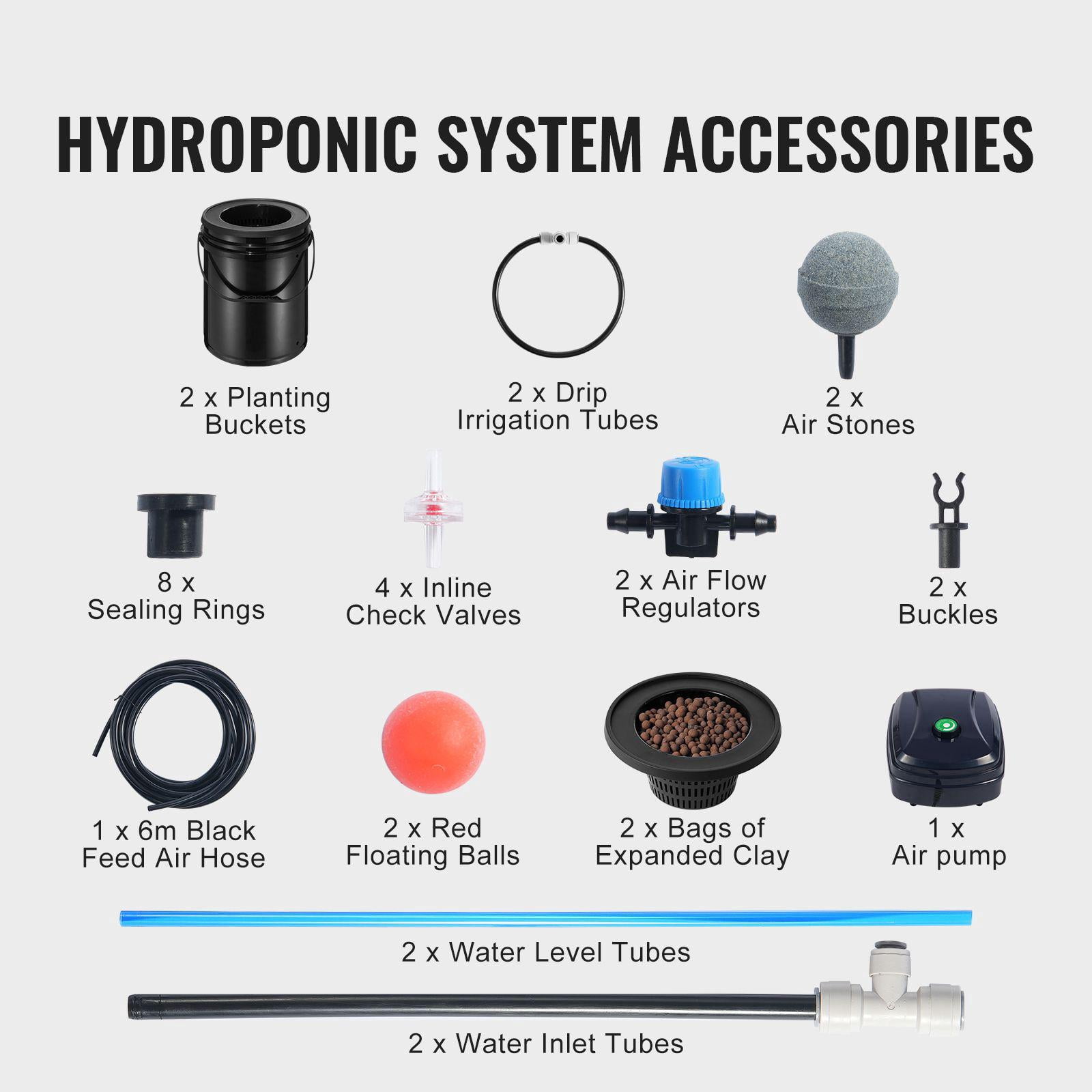 DWC Hydroponic System 5 Gallon Deep Water Double Tank with Top Drip Irrigation Kit Air Pump Air Stone Water Level Indicator for Leafy Green Vegetables