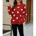 thumbnail image 2 of Women’s Cute Heart Sweater Long Sleeve Casual Pullover Knitted Valentines Sweaters for Women, 2 of 15