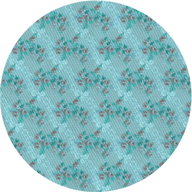 Ahgly Tapis Rond Lavable en Machine Intérieur Transitionnel Vert Écume de Mer, 3 Pieds Rond