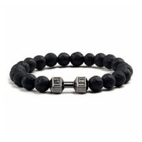 XINYUAN Natural Black Volcanic Lava Stone Dumbbell Bracelets Barbell Fitness C2K9
