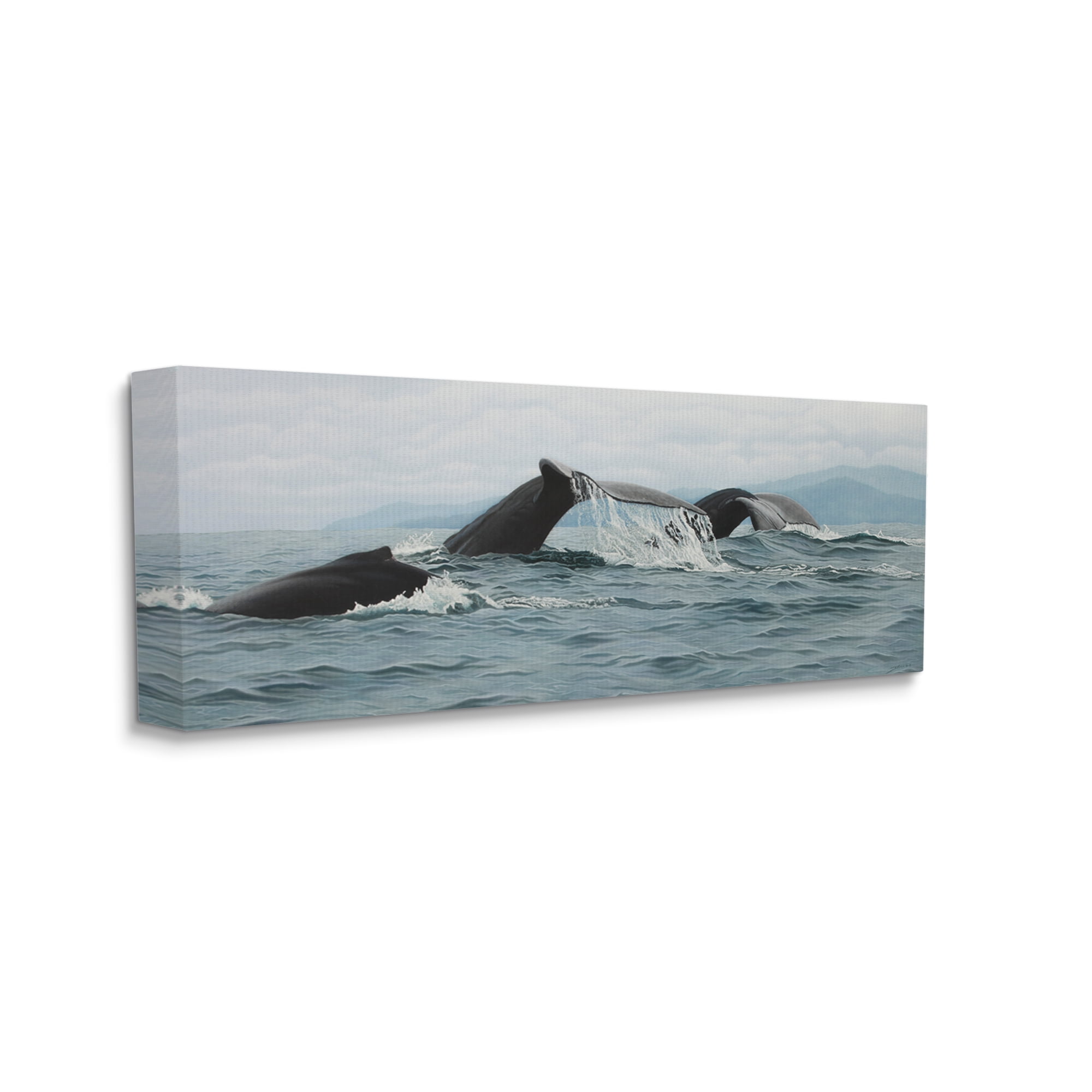 Stupell Industries Whale Tales Ocean Splash Animals & Insects Photography Gallery Wrapped Canvas Print Wall Art, 48 x 20