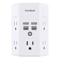 thumbnail image 1 of Protector contra sobretensiones One Beat de 5 salidas con 4 puertos USB de 20 W, color blanco, 1 of 7