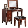 thumbnail image 4 of Formal Bedroom Furniture Vanity - Cherry Coloring, Stool With Seat, Storage, + Poplar Veneer, Rubber Wood, 4 of 6