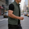 thumbnail image 3 of WRFWUL Mens Sleeveless Stand Collar Vest Lightweight Zip Up Outdoor Utility Gilet Casual Travel Workwear Jacket with Pockets, 3 of 7