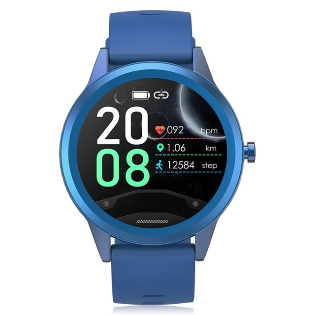 Reloj SmartWatch 5.0 Jumpingount IP67 Pantalla táctil impermeable 160mAh Presión arterial Azul 1,28 pulgadas