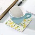 thumbnail image 5 of GZHJMY Square Drink Coasters, 4 Pcs Yellow Lemons Flowers Absorbent Ceramic Coffee Coasters for Drinks with Cork Base Housewarming Gift for Home Decor, 5 of 6