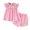 105#Pink, variant on Girls' Short Sleeve Two Piece Summer Outfit Floral Playwear Set Play Clothing Bow Detail