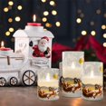 thumbnail image 3 of Eldnacele Vela sin llama de cristal de Papá Noel con temporizador remoto, velas LED parpadeantes con pilas, paquete de 3 velas navideñas con luz blanca cálida, juego de 3 (D3 x H 4 5 6) - Trineo de Pa, 3 of 5