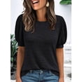 thumbnail image 4 of Women'S Tops Sweater Long Tunic Dressy Casual Blouses Business Cute Trendy Short Sleeve Shirt Black XXL, 4 of 9